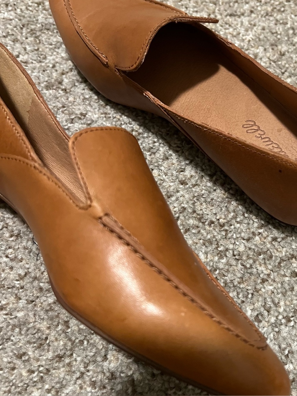 Madewell Cognac Brown Leather Pointed Slip-On Loafers Size 7 - Picture 2 of 11